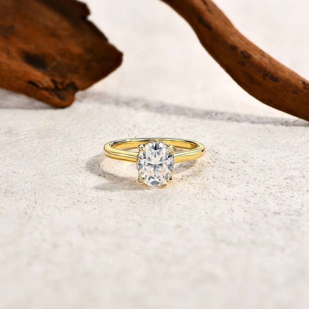 ATTAGEMS Oval cut 9*7mm2CT DVVS Moissanite Ring 925 Sterling Silver for Women Wedding Jewelry High Quality Shipping from the USA