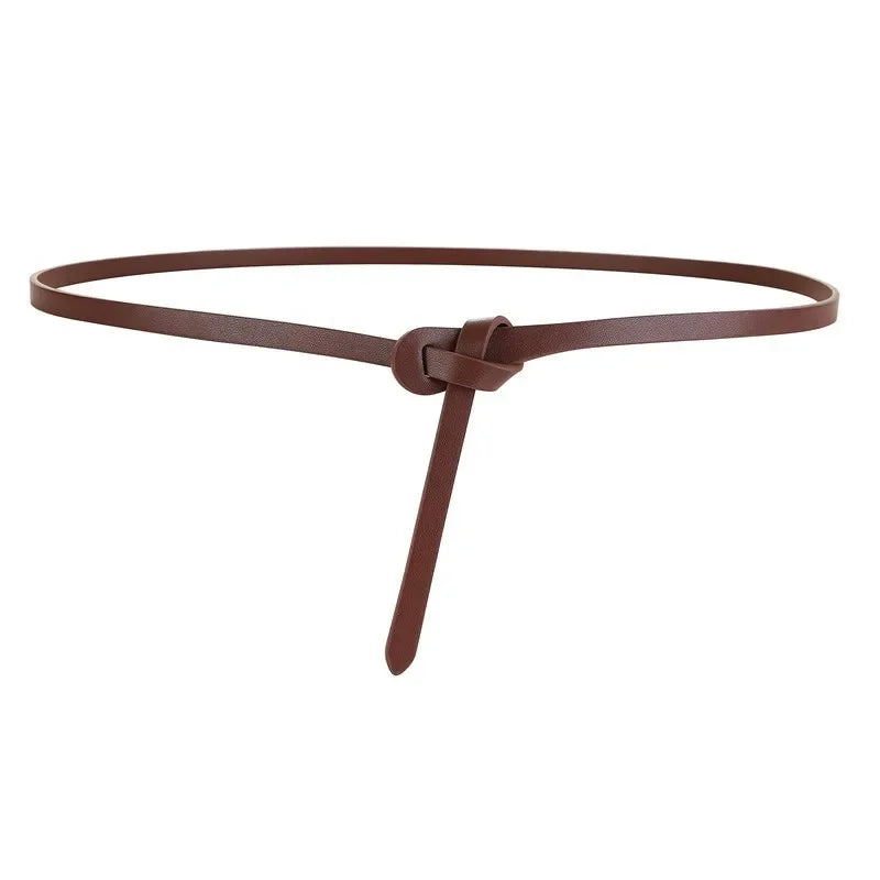 Cowhide Belt Ladies Soft Genuine Leather Knotted Strap Dress Accessories Gothic Retro Luxury Designer Girdle Corset for Women