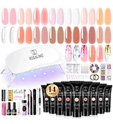 ROSALIND Poly Nail Gel Kit with Mini UV Nail Lamp Crystal Gel for Nail Strengthener Design