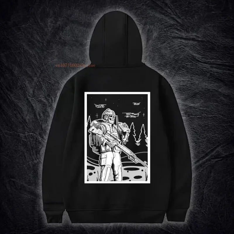 Black Cotton Thickened Pullover Hoodie Men Women Spring New Netroots Design Pattern Printing Sports Hoodie Ins Tide Loose Tops