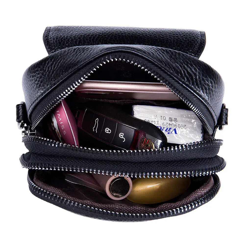 Women's Cross Body Shoulder Bag Genuine Leather Clutch Bag Large Capacity Zipper Wallet Handbag Adjustable Shoulder Strap Bag