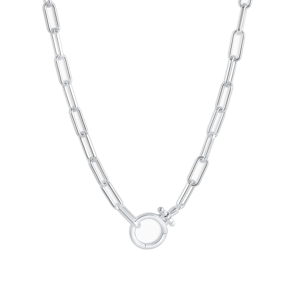 18k Silver or Gold Plated Parker Necklace for Women Adjustable Paperclip Link Chain with Chunky Clasp fine Jewelry Birthday Gift