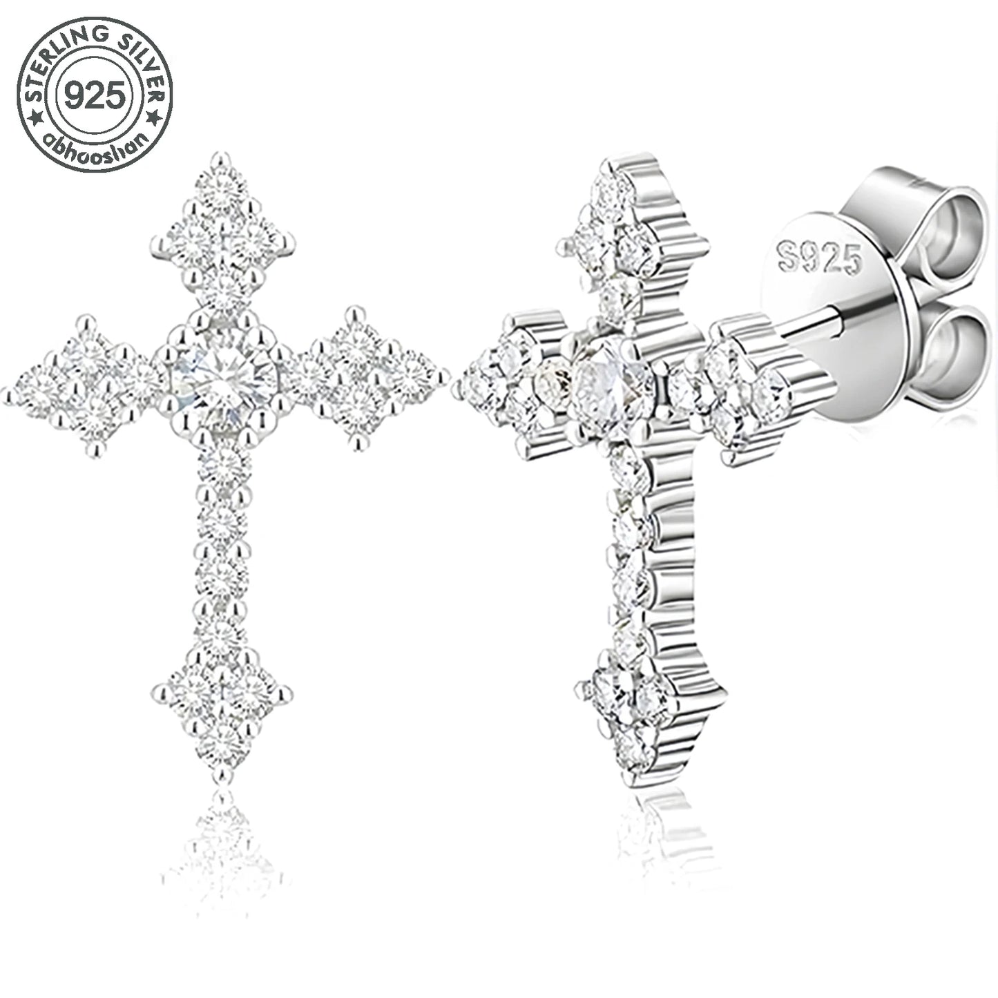 925 Silver,Moissanite Cross Earrings,Men's Earrings,Women's Earrings,Moissanite Jewellery Earrings,Men and Women Fashion and Ele