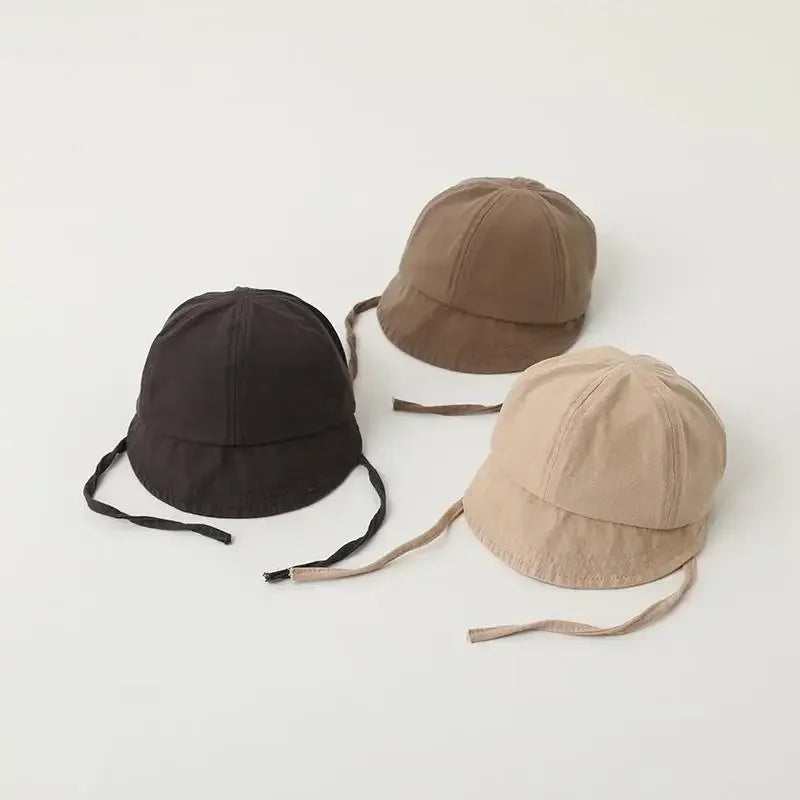 Summer Baby Sun Hat Korean Solid Color Infant Baseball Cap Outdoor Adjustable Drawstring Lace-up panama hat for kids