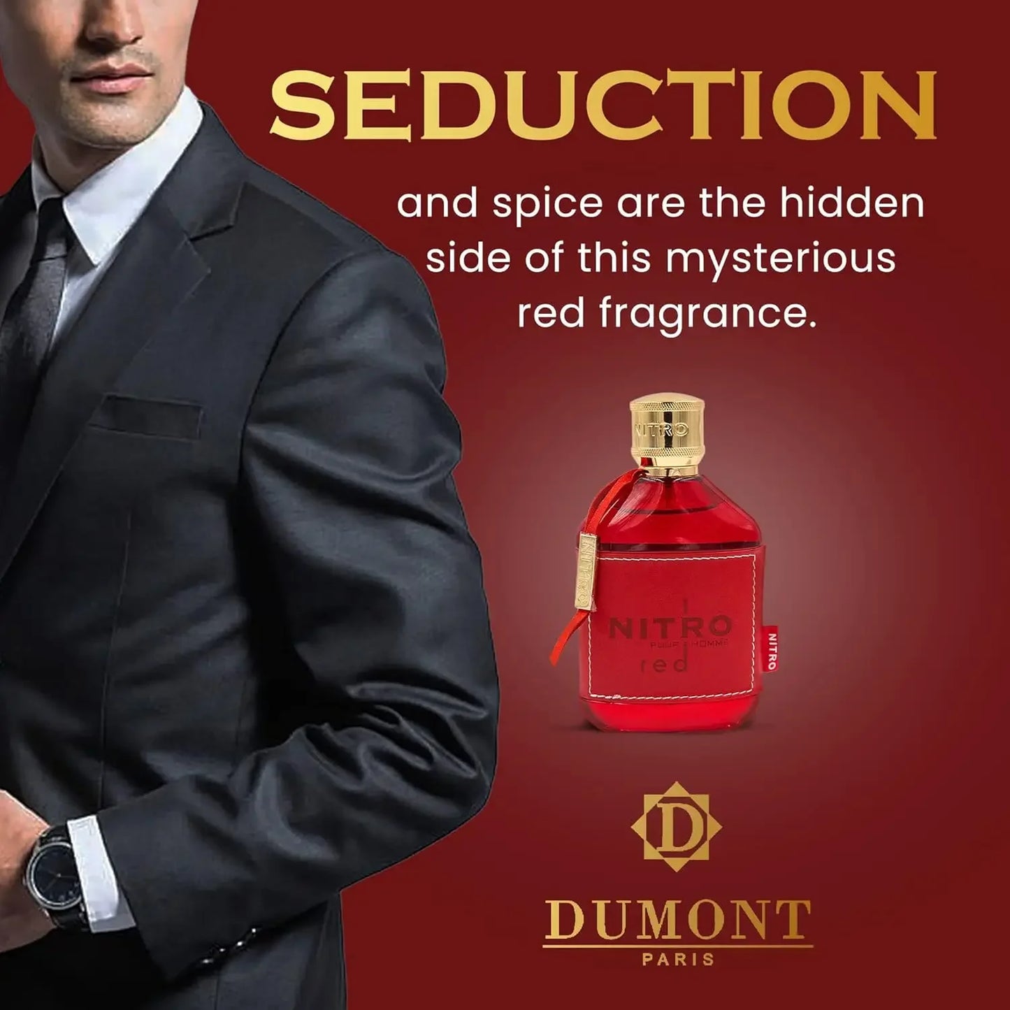 NITRO RED 3.4oz Eau De Parfum - Luxury Perfume for Men - Fruit, Woody, Floral & Masculine Fragrance - Long Lasting Cologne Mist
