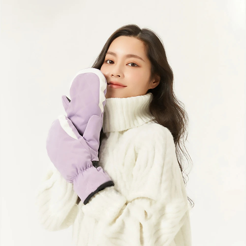 【New】US Stock OhSunny Warm Knitted Beanies Winter Hats Cycling Gloves Ski Mitten Bonnet Cashmere Cap for Women Girls Hat Glove