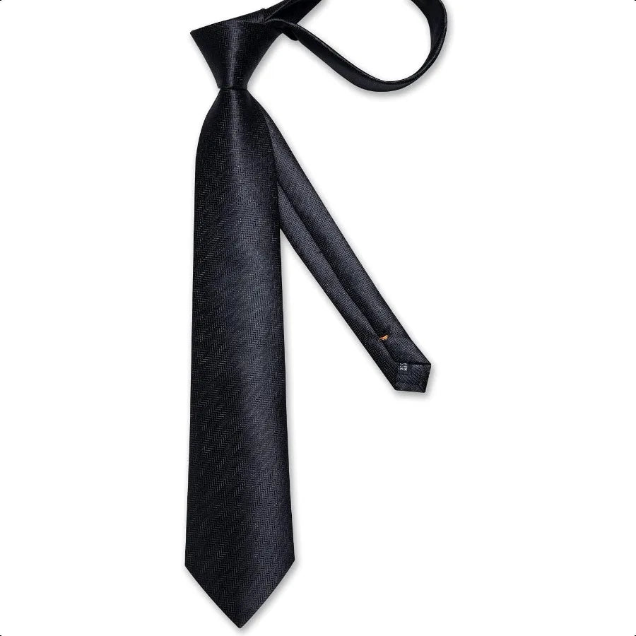 DiBanGu Mens Silk Necktie Solid Color Tie and Pocket Square Cufflink Tie Clip Set Woven Plain Ties for Men Wedding Party