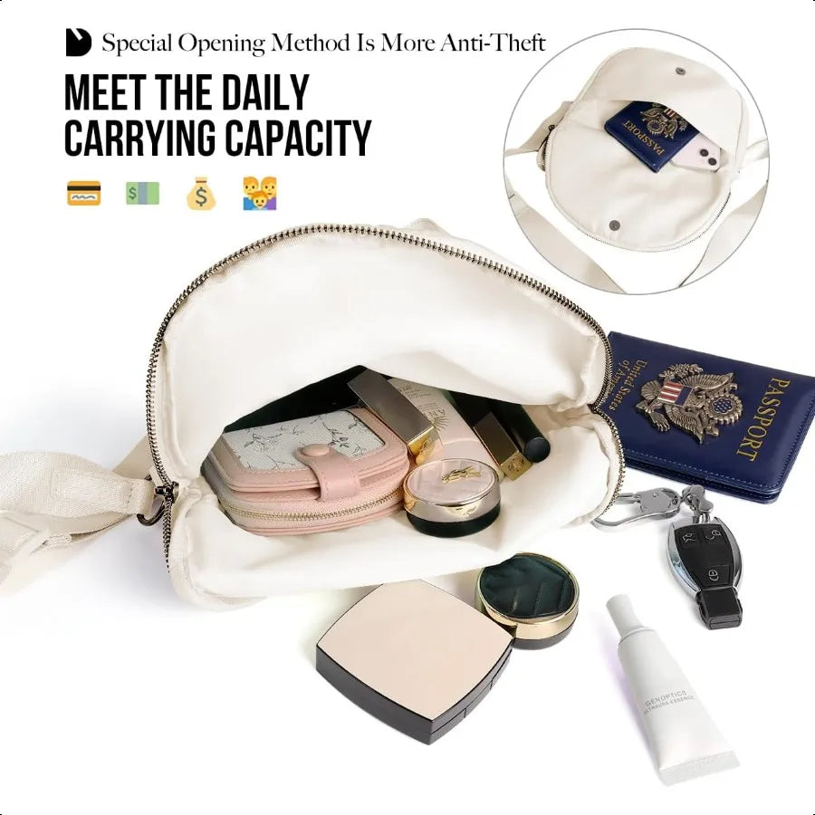 Crescent Bag for Women and Men Fashion Medium Nylon Folding Crescent Moon Bag Single Shoulder Bag with Adjustable Strap