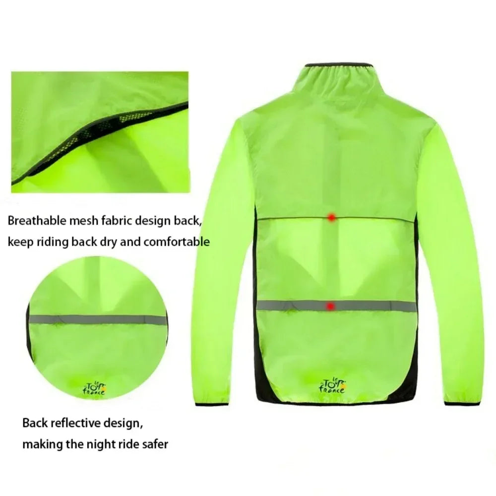 Reflective Men's Rain Jacket Waterproof Windbreaker Running Cycling Golf Bicycle Wear Windproof MTB Bike Windcoat