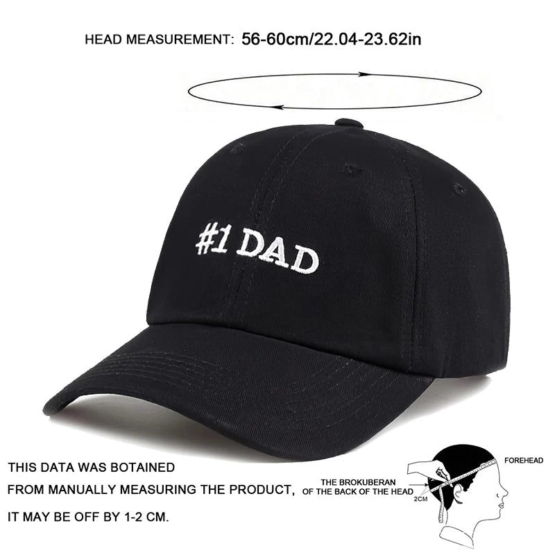 1piece Unisex #1 DAD Embroidery Baseball Caps Spring and Autumn Outdoor Adjustable Casual Hats Sunscreen Hat