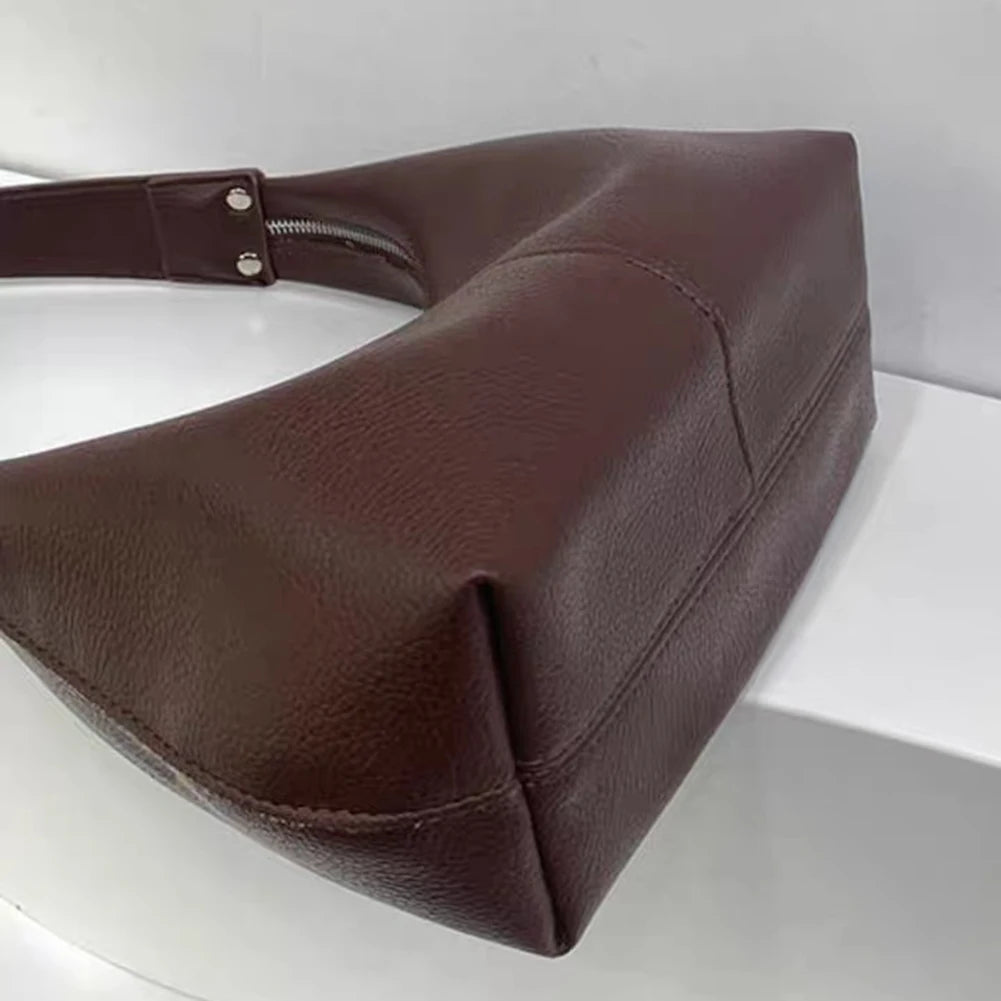 Women Simple Shoulder Purse PU Leather Soft Hobo Bags Solid Color Casual Armpit Handbag Girls Outdoor Daily Bag