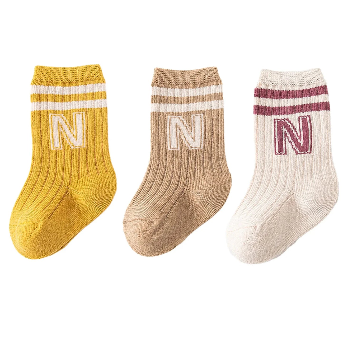 3pairs/lot Infant Boys Striped Socks Cotton Ribbed Stretch Mouthed Babies Boys Short Socks Newborn Toddler Boys Sporty Sock Pack