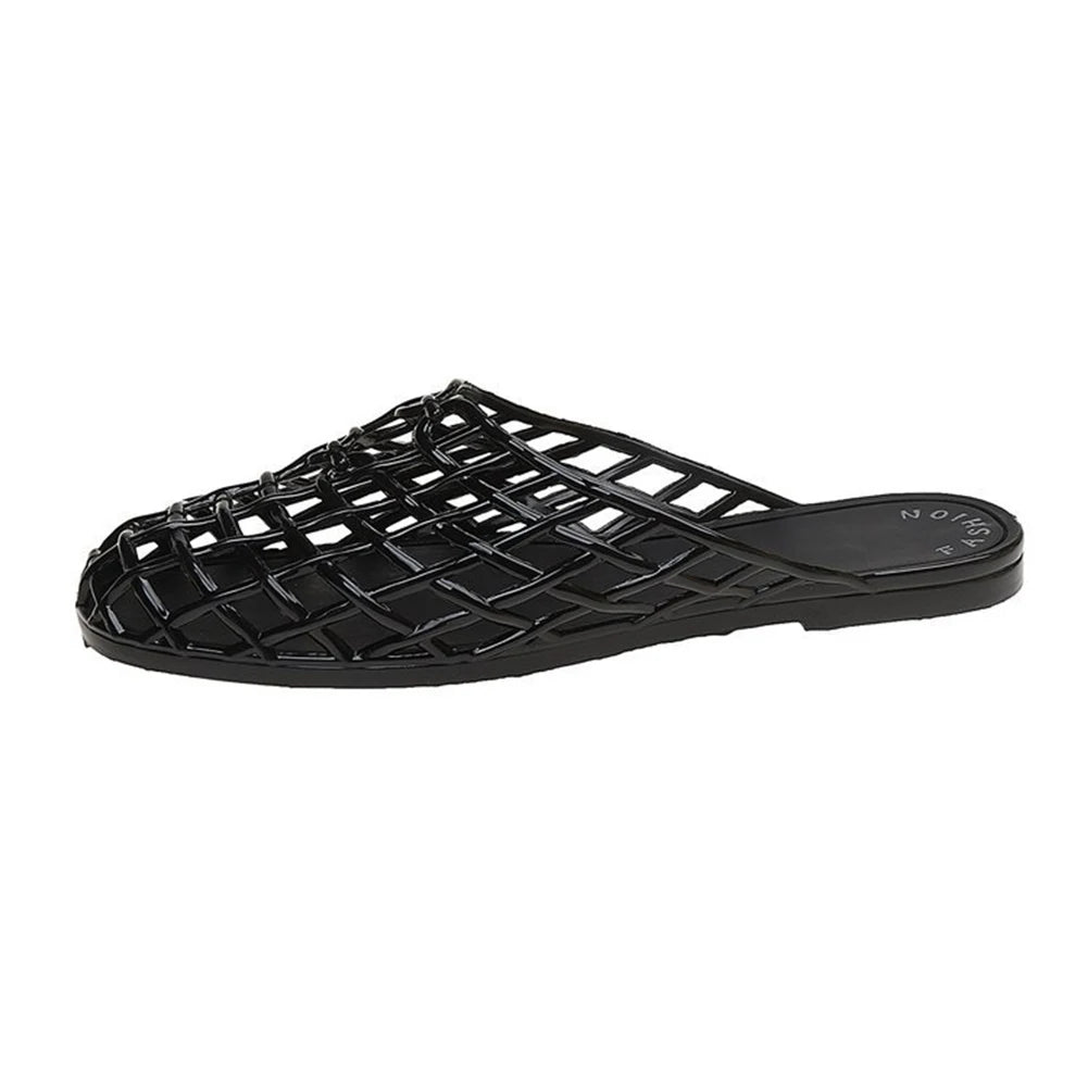 Women Jelly Flats Fashion Slip-On Flats Closed Toe Hollow Out Ballet Flats Lightweight Casual Flat Sandals for Summer Beach