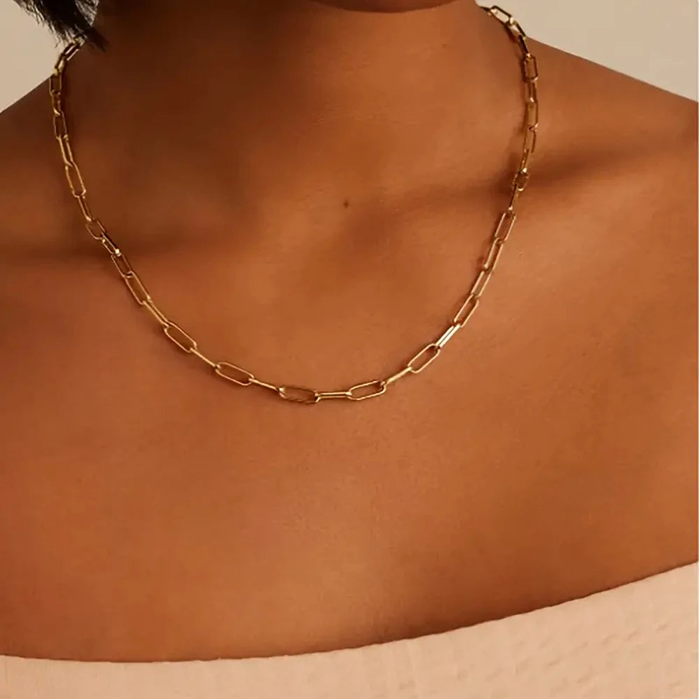 18k Silver or Gold Plated Parker Necklace for Women Adjustable Paperclip Link Chain with Chunky Clasp fine Jewelry Birthday Gift
