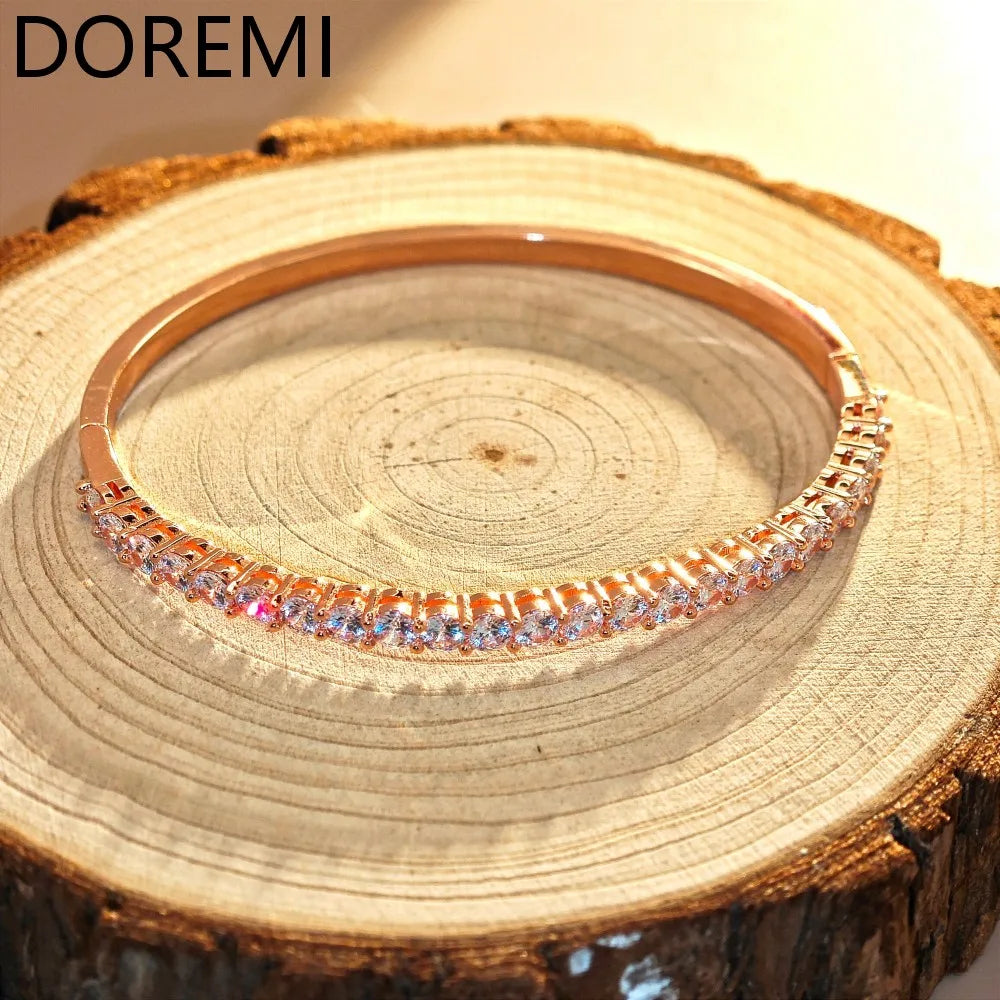 DOREMI Elegant Paved Zircon bangle 5A CZ Stone Dainty Women Bangle Anniversary Gift Jewelry