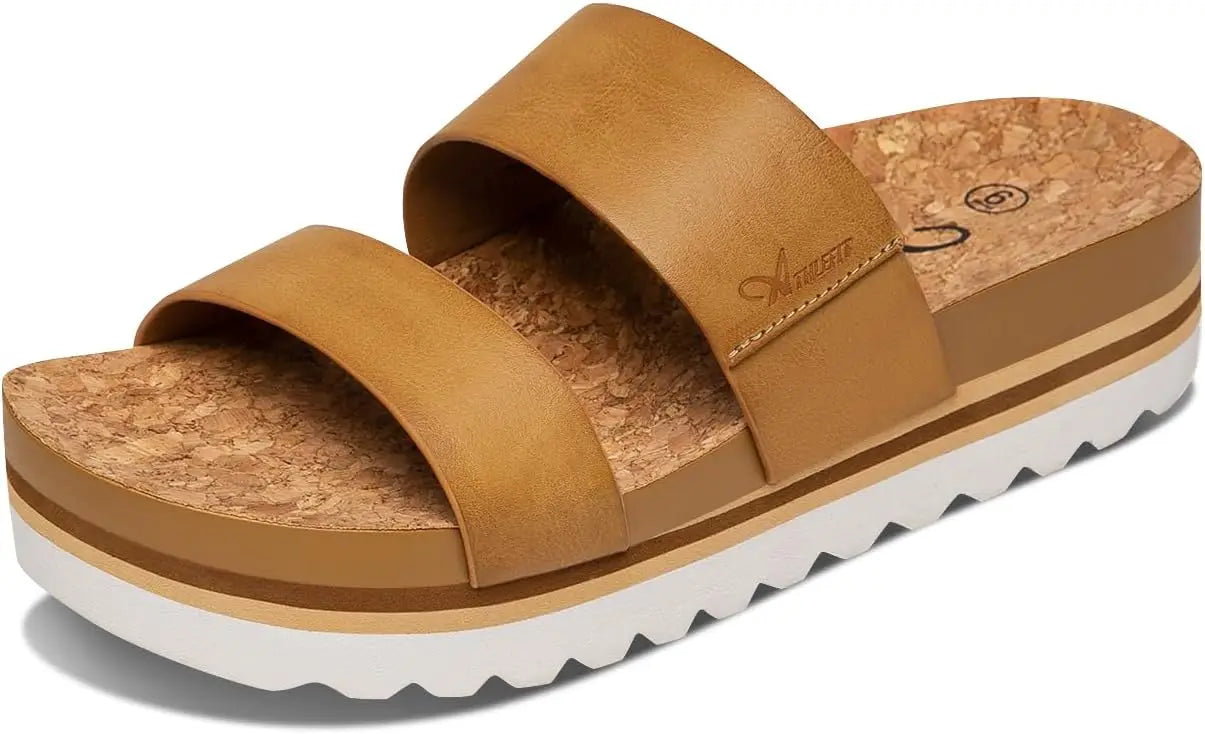 Summer Brown Platform Sandals for Women Comfortable Beach Footbed Sandals 2024 Trendy