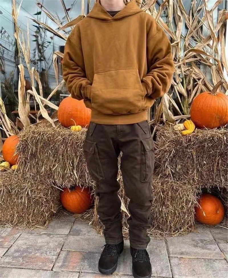 Plus Size Men'S Casual Hoodie Bold Skull Letter Print Long Sleeve Pullover with I'm Who I Am Design for Fall/Winter Wear Hoodie