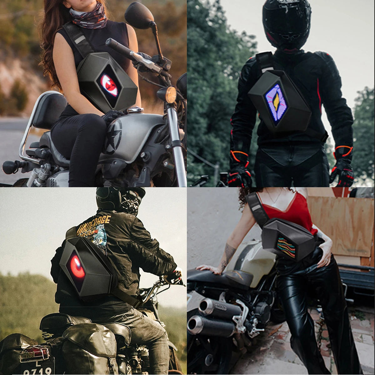 Knight travel Inclined shoulder bag Hard shell backpack Cool DIY LED style Men's shoulder bag Outdoor Cycling portable bag