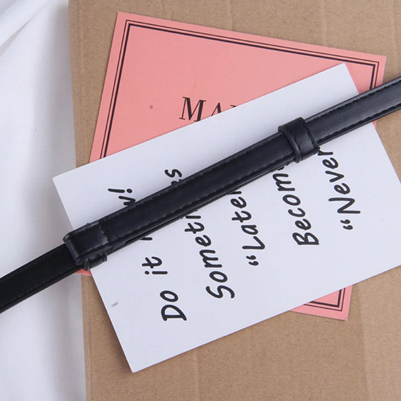 Thin Retro Gold Buckle Adjustable Women Belts Pu Leather Fashion Wild Skinny Waistbands Dress Jeans Pants Decorative Straps