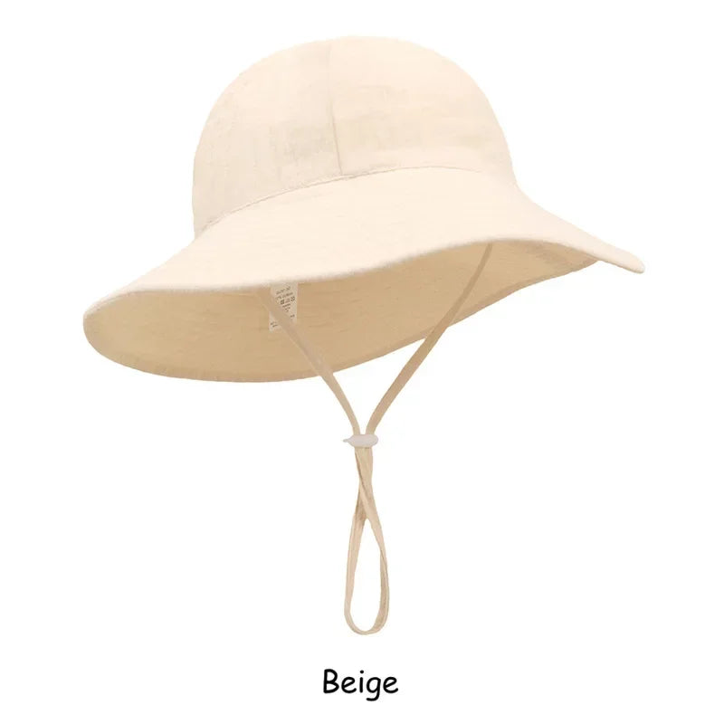 Adjustable Baby Summer Hat Muslin Children Panama Cap for Girls Boys 100% Cotton Kids Bucket Hat Outdoor Beach Infant Cap 1-3Y