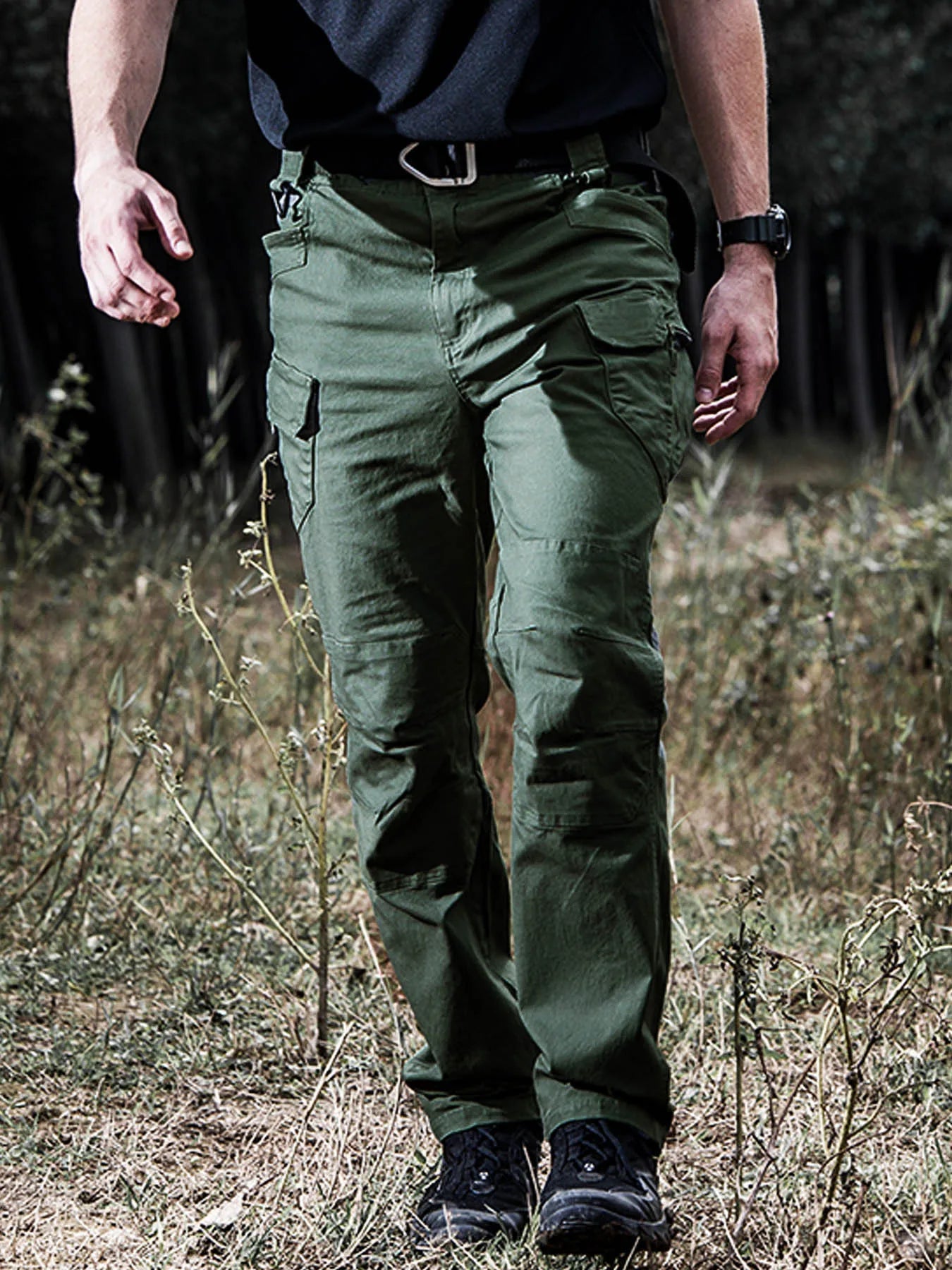 Men's Hiking Pants Climbing Camping Casual Cargo Pants Military Army Camo Pants Combat Work Pants 8 Pockets(No Belt)