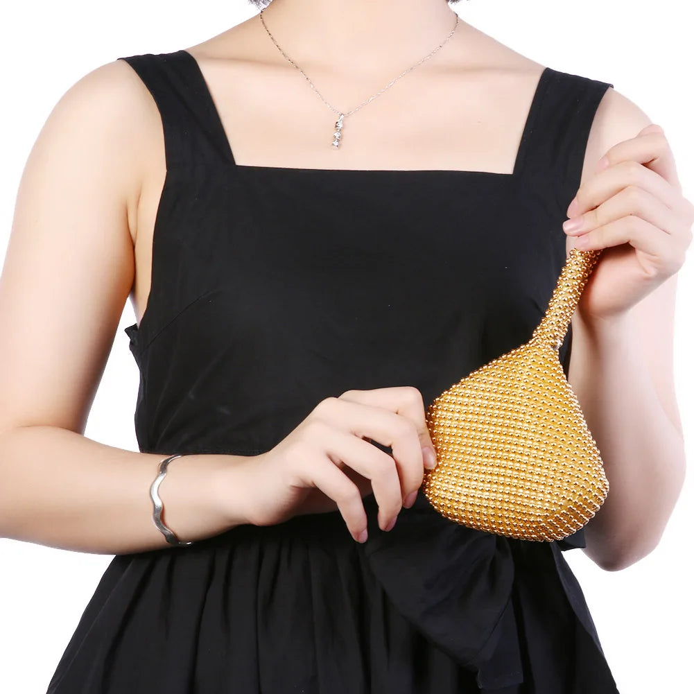 Fashion Women Evening Handbags with Zipper Metal Evening Pouch Irregular Shape Clutch Purse for Bridal Wedding Party