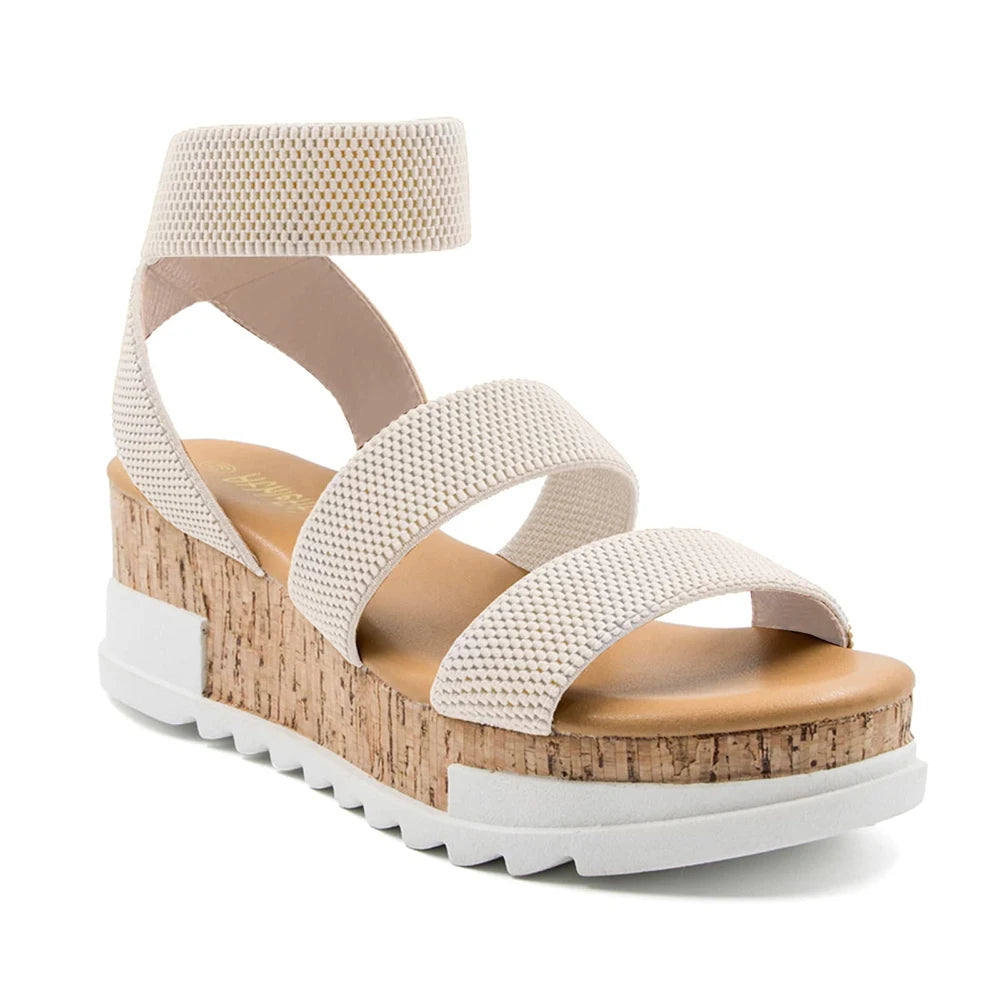 Summer Women's Sandals Platform Casual Wedge Shoes Moms Cork Elastics Strap Fashion Sandalias