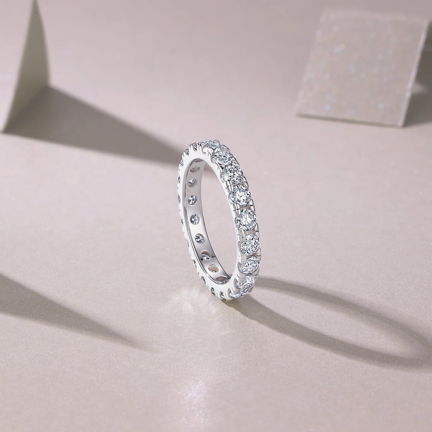 JIUZUAN 3mm Moissanite Ring 925 Sterling Silver Plated 18k Gold - Hypoallergenic, Nickel-Free, Sparkling Gemstone Jewelry