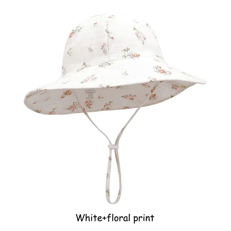 Adjustable Baby Summer Hat Muslin Children Panama Cap for Girls Boys 100% Cotton Kids Bucket Hat Outdoor Beach Infant Cap 1-3Y