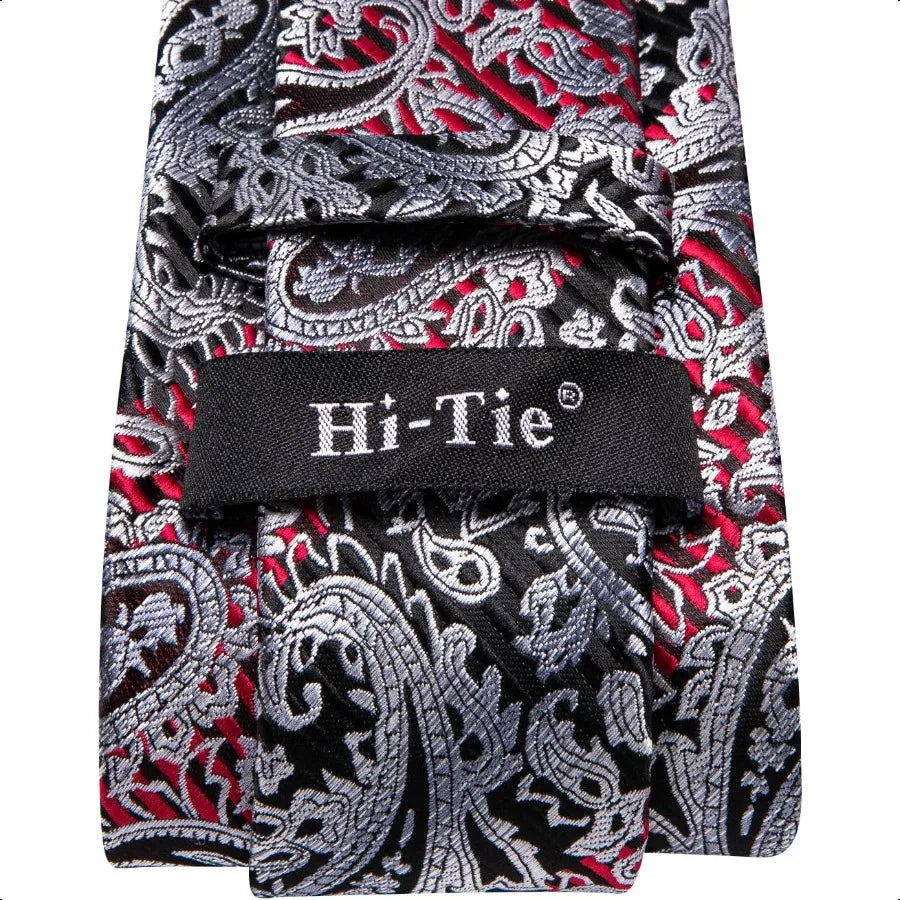 HiTie Silk Paisley Ties for Men Necktie Pocket Square Cufflinks Set Foral Tie Sets Formal Business