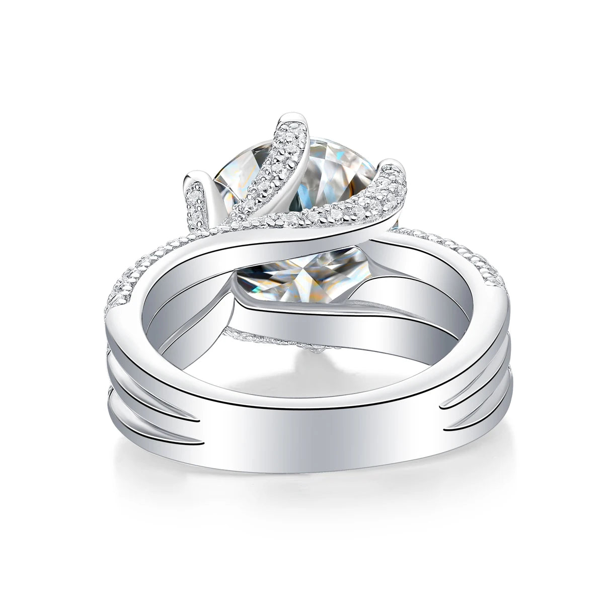 5CT Moissanite Engagement Ring S925 Silver with Round Brilliant Cut Stones and Claw Setting - Luxury Wedding or Proposal Jewelry