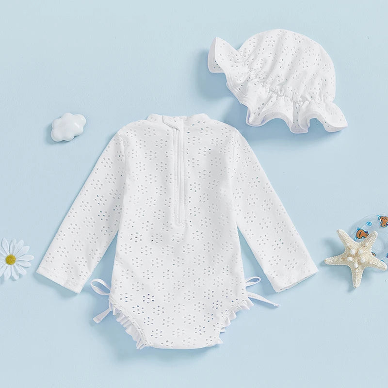 Baby Girl Floral Print Ruffle Sleeve Romper Dress with Matching Headband 2 Piece Set for Summer Outfit