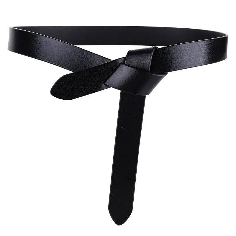 Cowhide Belt Ladies Soft Genuine Leather Knotted Strap Dress Accessories Gothic Retro Luxury Designer Girdle Corset for Women