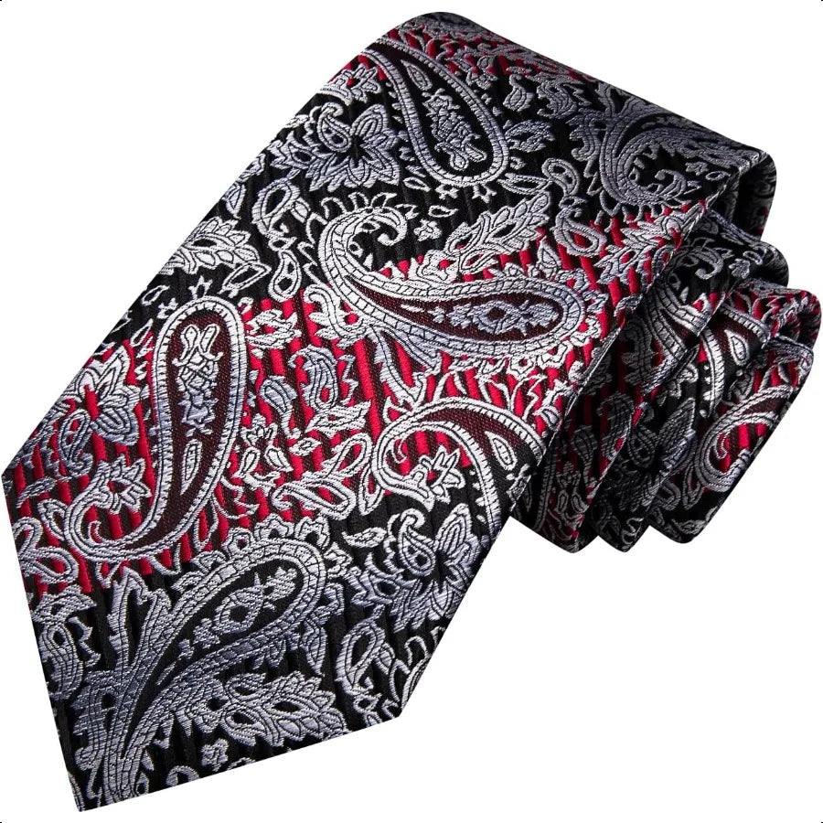 HiTie Silk Paisley Ties for Men Necktie Pocket Square Cufflinks Set Foral Tie Sets Formal Business