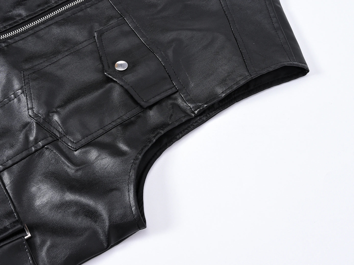 Men's Fashion Leather Biker Vests High Street Punk Style Motorcycle Rider Waistcoat For Male Sleeveless Jacket