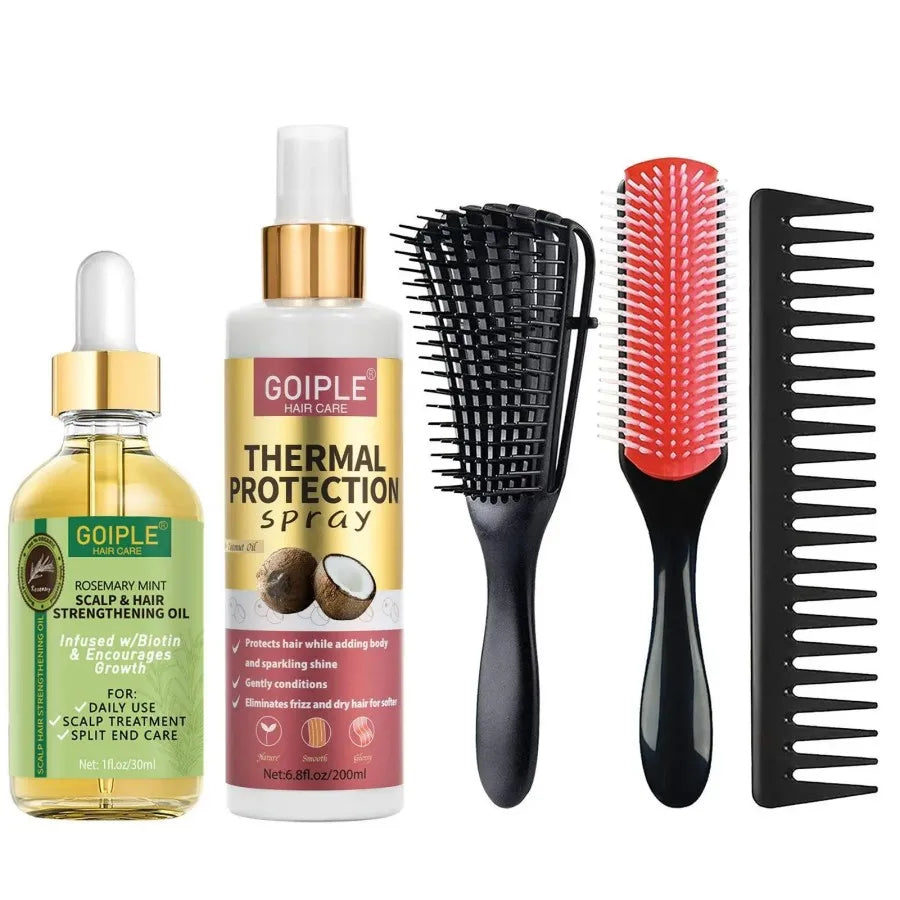 Thermal Protectant Spray Hair Growth Oil Heat Protector Serum Moisturizing Essence Conditioner Spray Satin Bonnet Detangler Comb