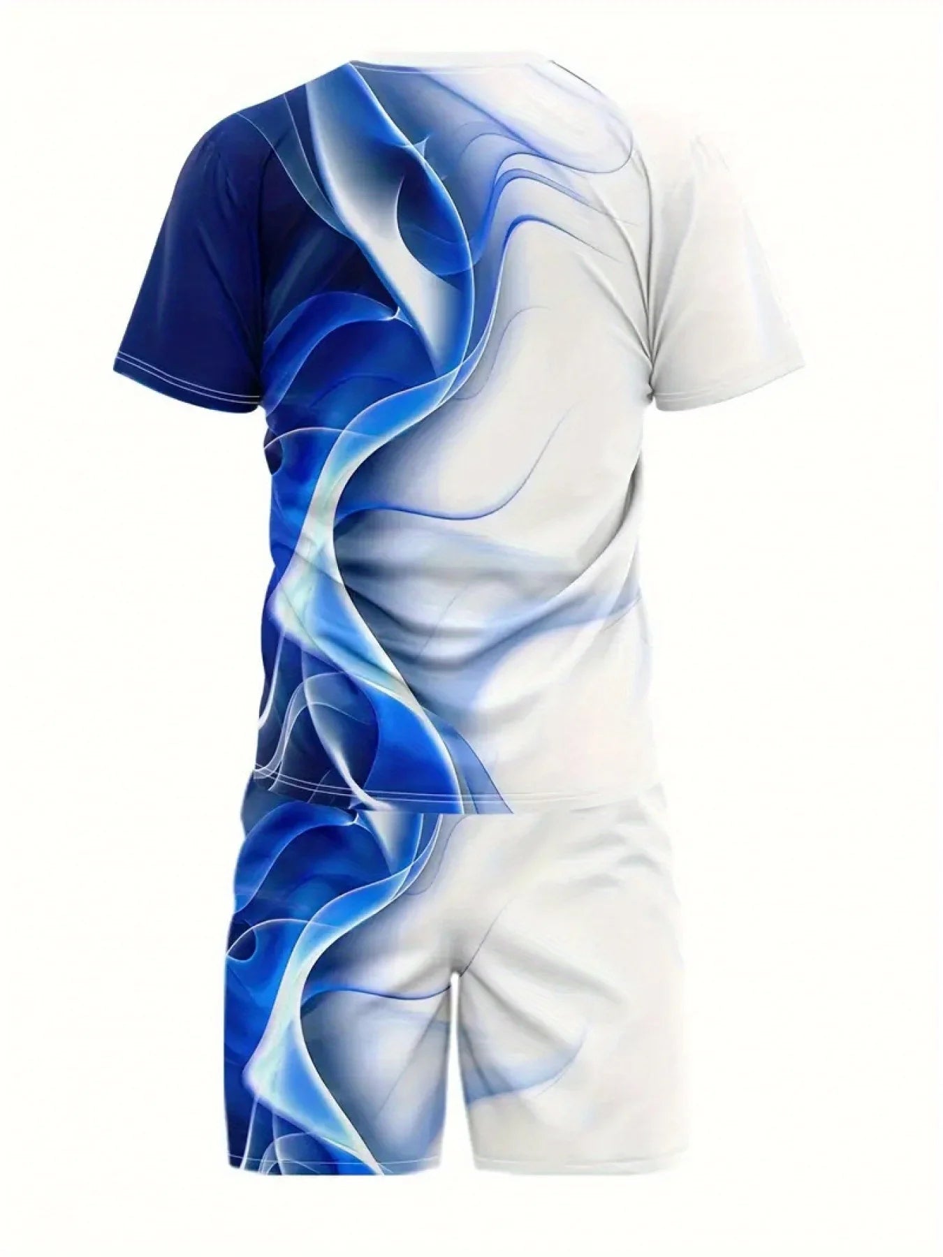 Men's trendy round neck short-sleeved shorts two-piece suit, 3D digital printing high-definition pattern, summer leisure and com