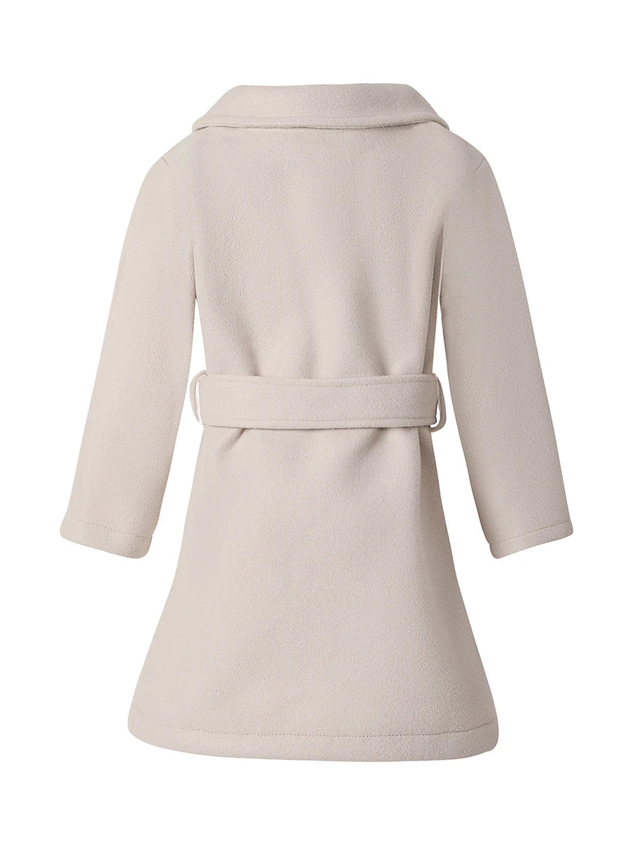 Baby Girl Fleece Hooded Jacket Solid Color Long Sleeve Zip Up Coat with Pockets and Ears Warm Winter Outwear for Infant
