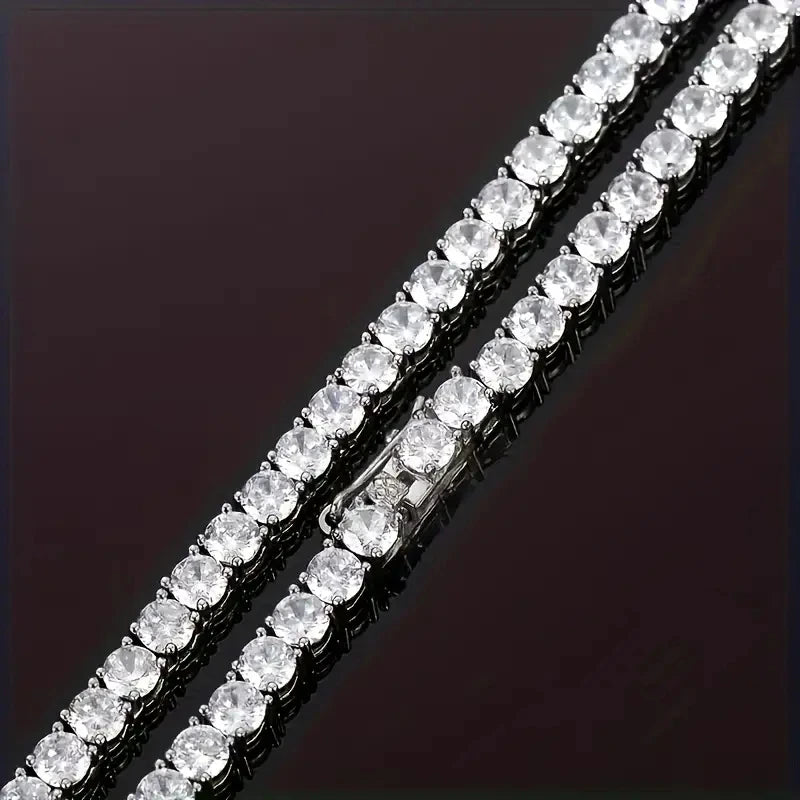 1 piece of S925 sterling silver with 0.1carat moissanite hip-hop Cuban necklace, street necklace for men and women, moissanite