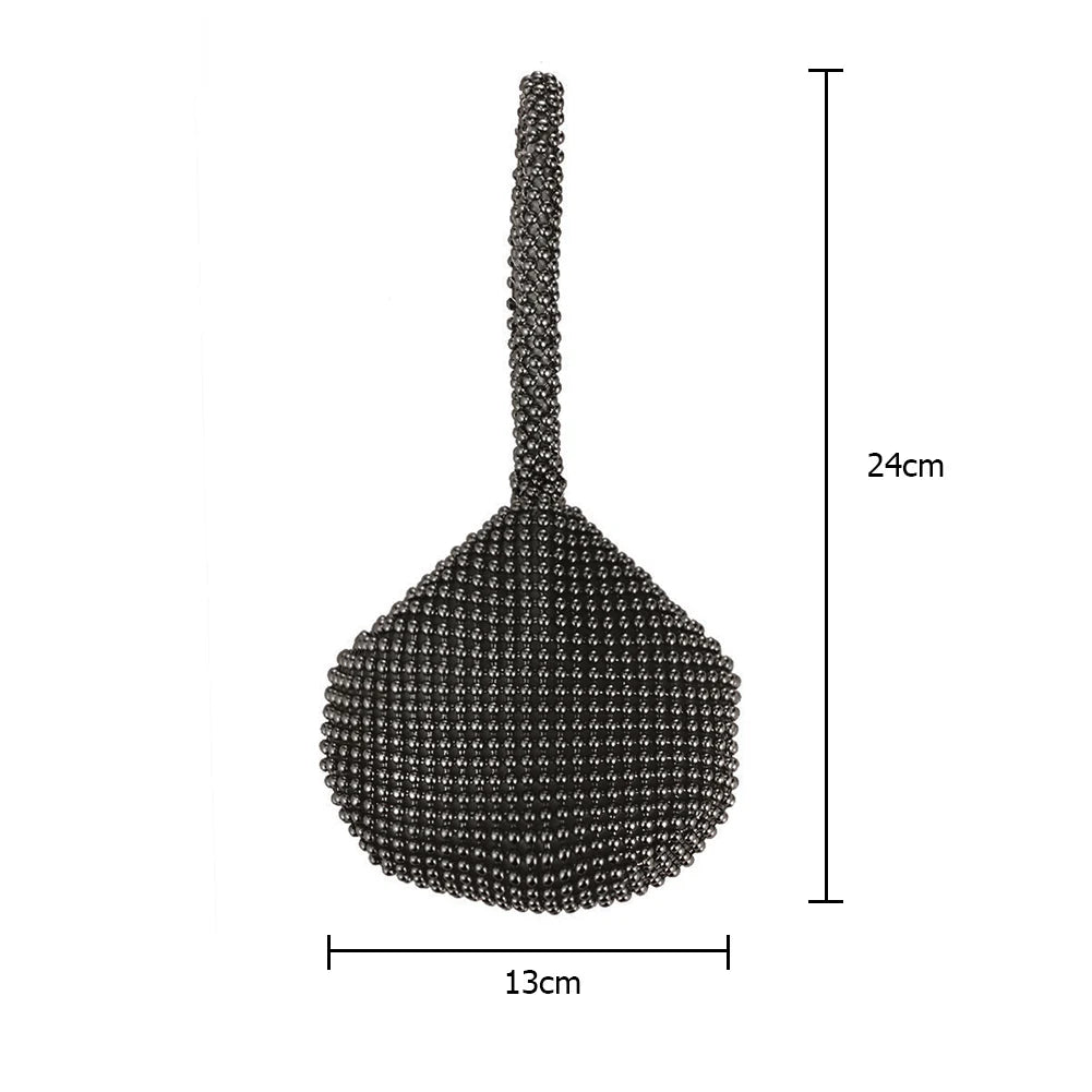 Fashion Women Evening Handbags with Zipper Metal Evening Pouch Irregular Shape Clutch Purse for Bridal Wedding Party