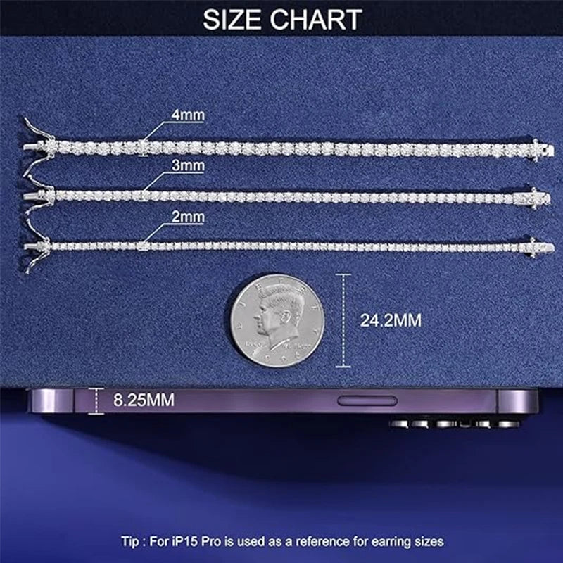 Moissanite Tennis Bracelet for Women Men White/Yellow Gold Plated S925 Sterling Silver D Color VVS1 Round Cut Moissanite Bracele