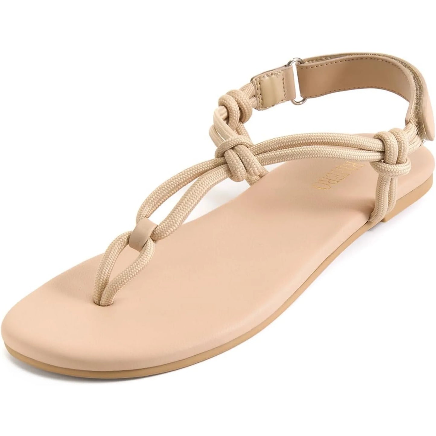 Rope Thong Sandals for Women Beach Flip Flops Comfortable Ankle Strap Slip-On Flat Sandals