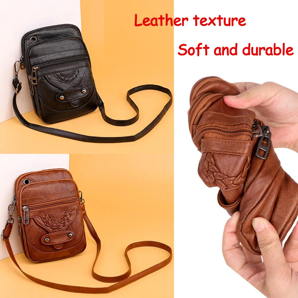 Small Crossbody Bag for Women Adjustable Strap Shoulder Bag PU Leather Cell Phone Purse with Zipper for Work Travel