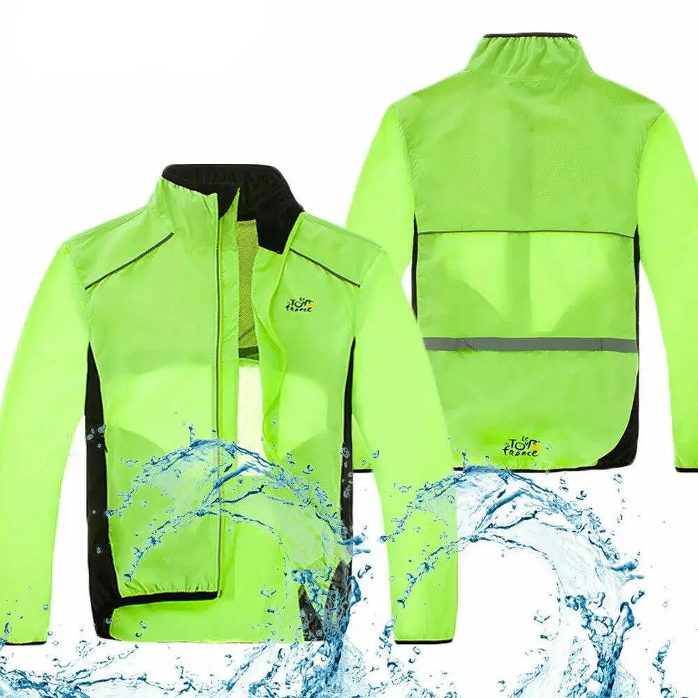 Reflective Men's Rain Jacket Waterproof Windbreaker Running Cycling Golf Bicycle Wear Windproof MTB Bike Windcoat