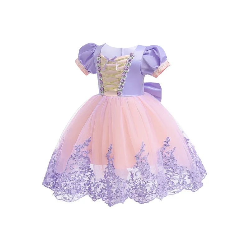 Girls Sparkly Sequin Princess Dress Ruffle Sleeve Tulle Ball Gown Patchwork Dress for Birthday Party Performance