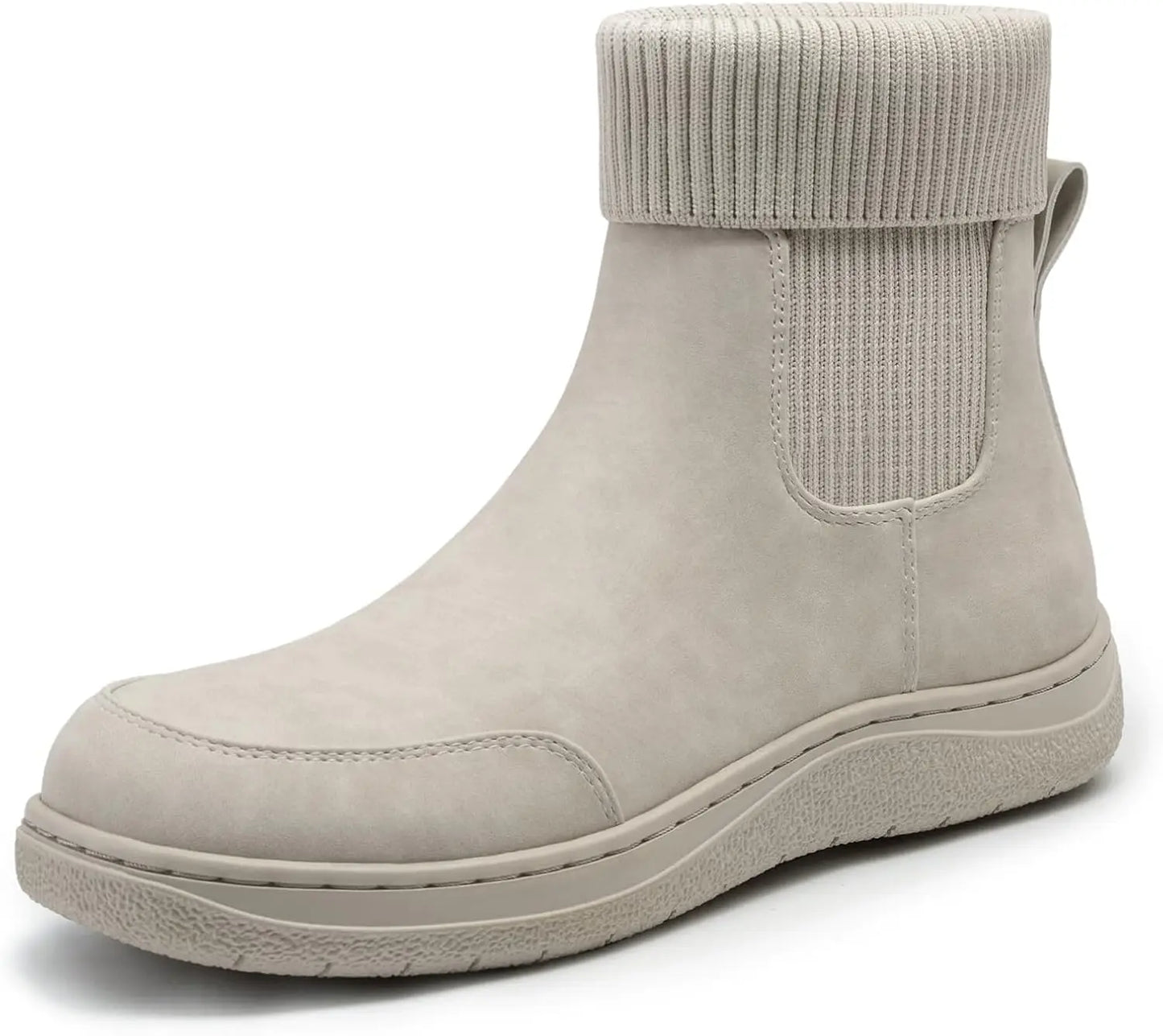 Women's Chelsea Ankle Boots Comfortable Winter Short Leather Boots Fashion Slip On Elastic Sock Booties Wide Width