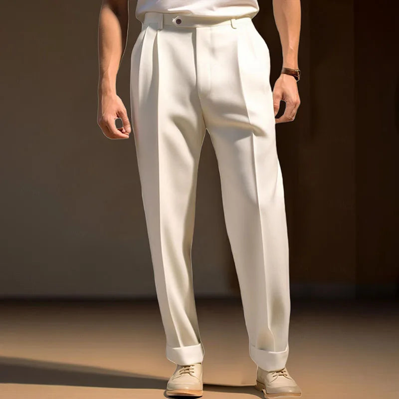 Men s Fit Dress Pants Solid Color Flat Front Trousers Classic Business Casual Suit Pants Modern Formal Wear Hemmed Bottoms