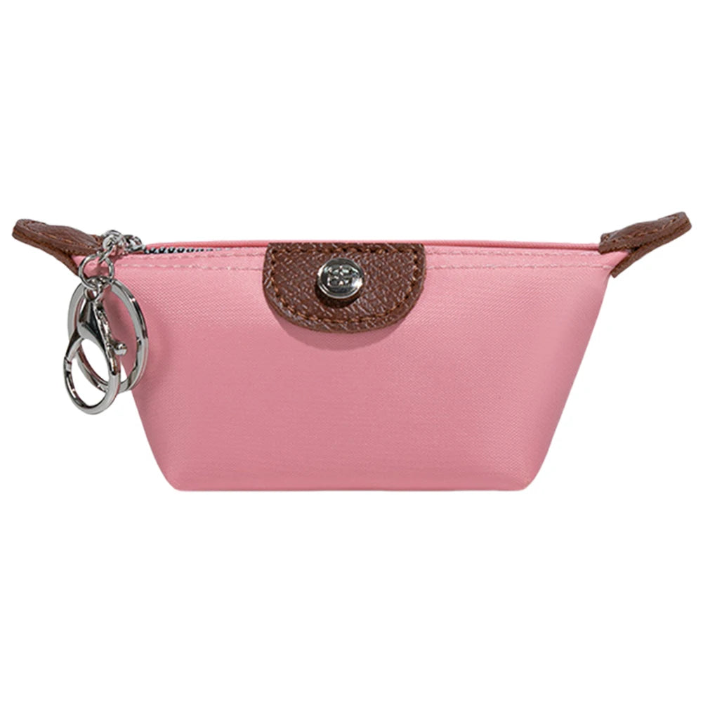 Mini Coin Purse Nylon Portable Lipstick Earphone Storage Bag with Keychain Cosmetic Bag Cute Small Lipstick Bag for Women Travel