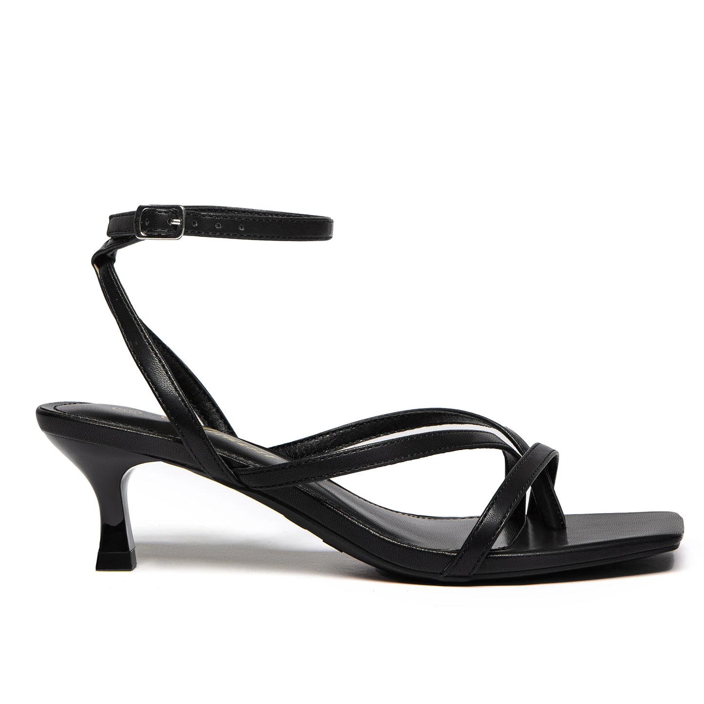 Women's Strappy Kitten Heels Square Toe Flip Flops Low Heels Ankle Strap Party Dress Thong Heeled Sandals