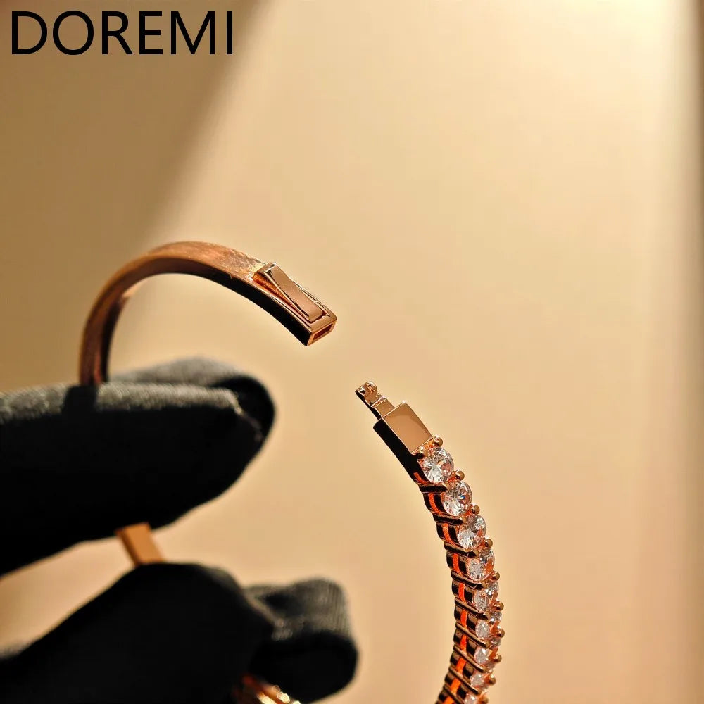 DOREMI Elegant Paved Zircon bangle 5A CZ Stone Dainty Women Bangle Anniversary Gift Jewelry